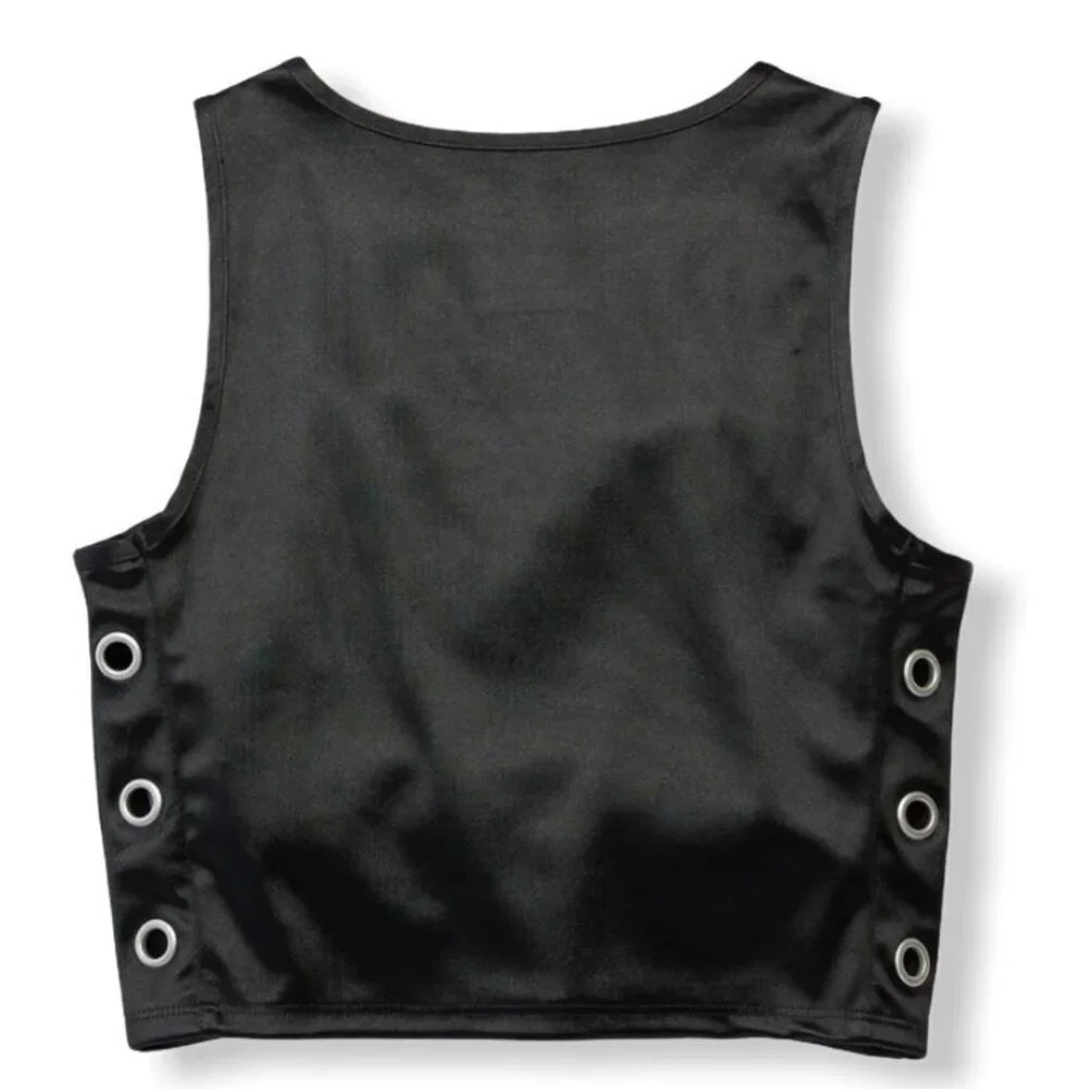 ZELOS Women's Black Grommet Tank-Top - Picture 2 of 7